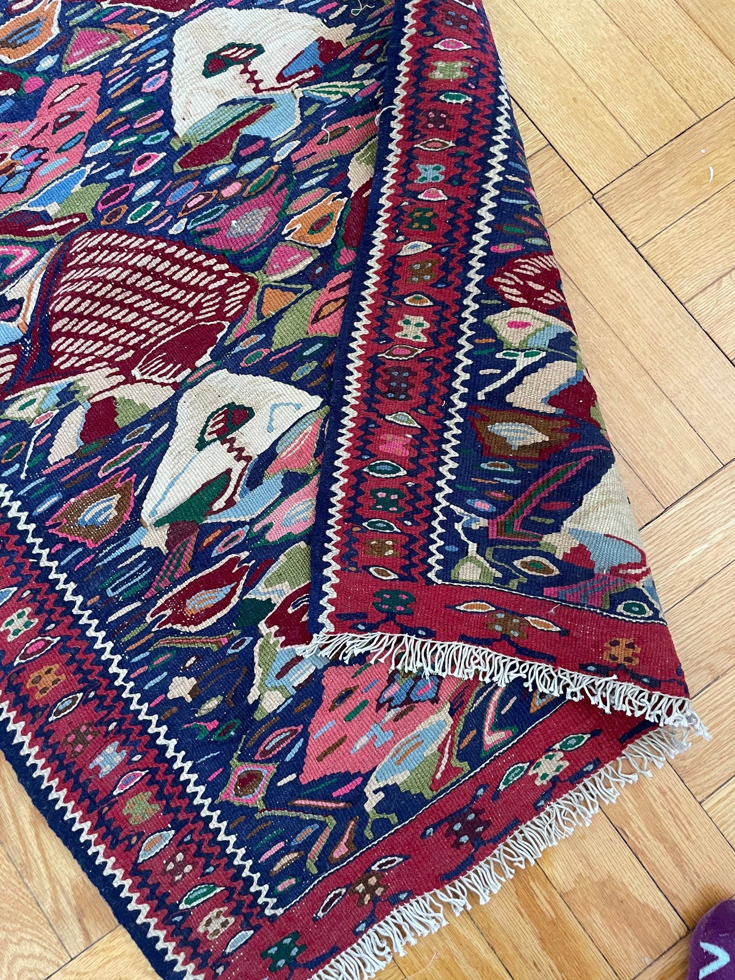 ANISA 3' 3" x 2' 3" ft Hand-knotted kilim