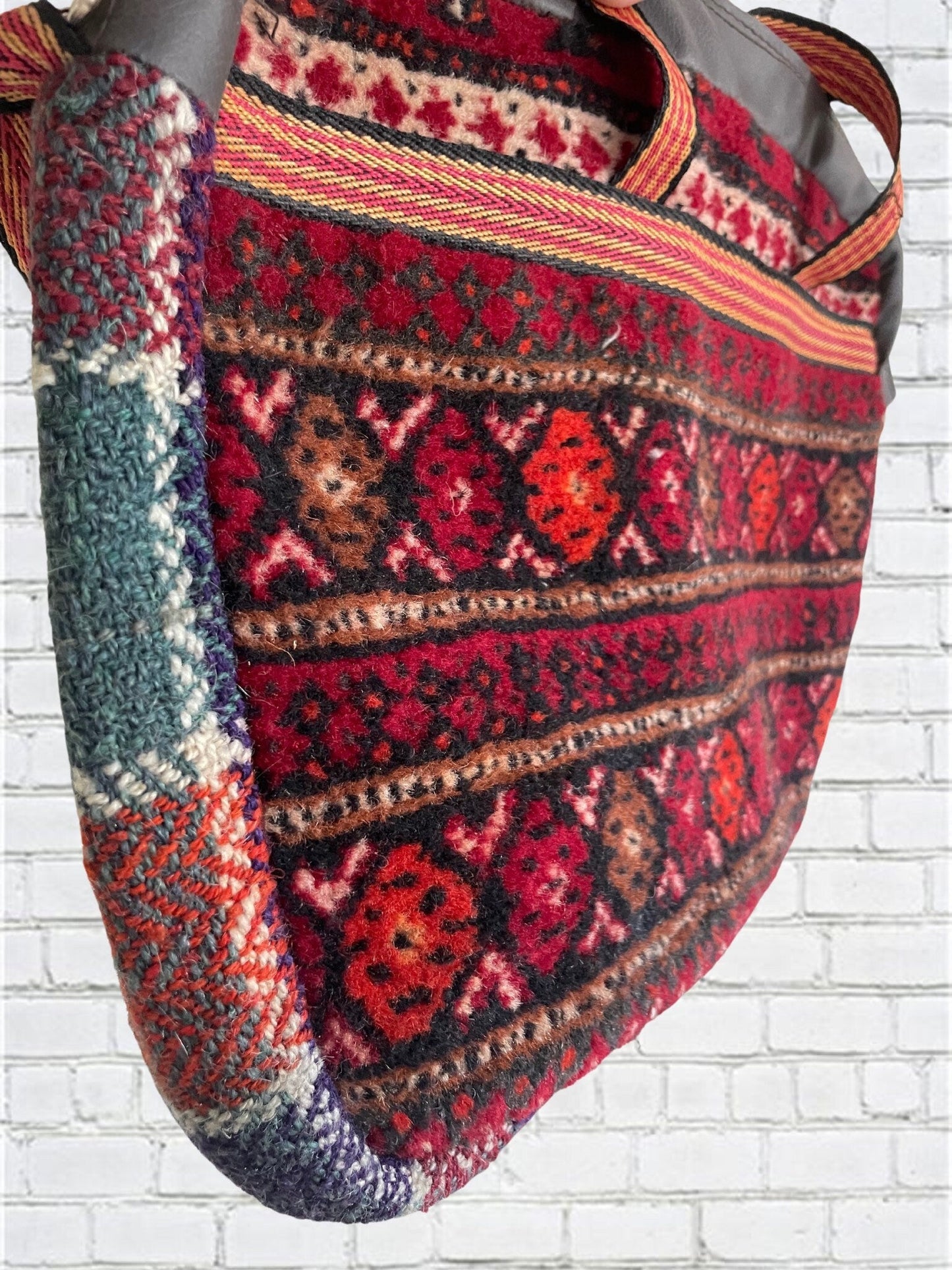 Vintage Messenger Bags for Men or women - Handmade wool rug bag, boho style 27' x 16' inches