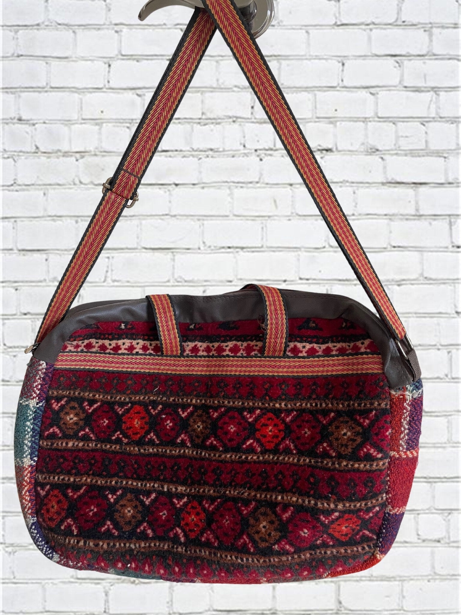Vintage Messenger Bags for Men or women - Handmade wool rug bag, boho style 27' x 16' inches