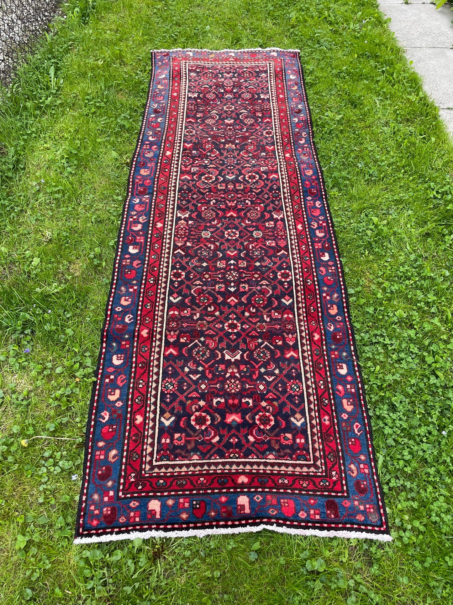 SHIRIN 3x9 Red Blue Persian Runner Rug