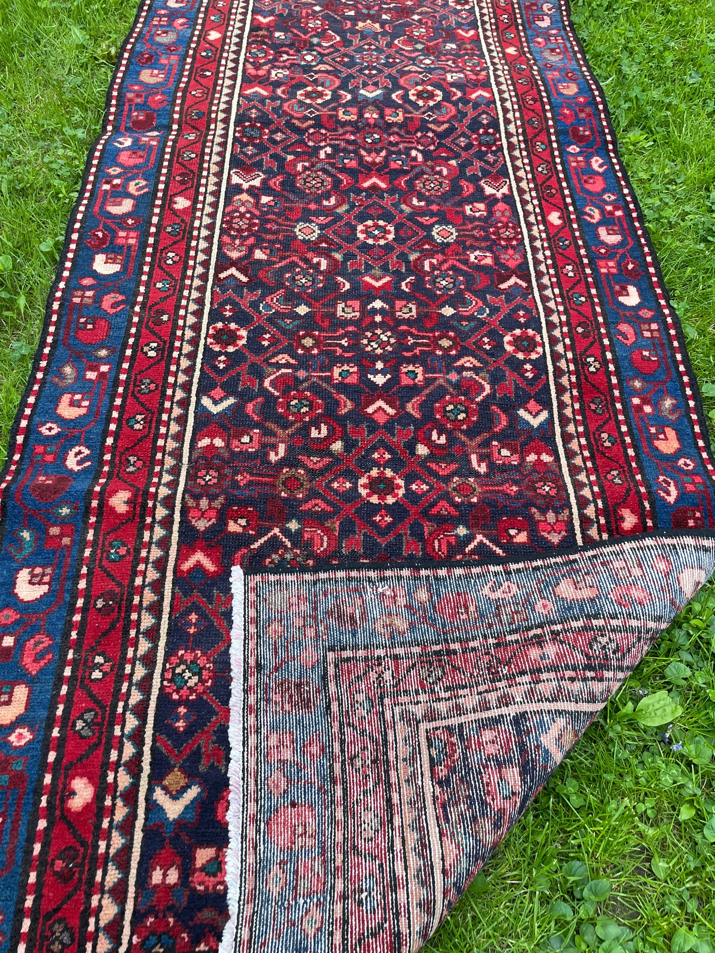 SHIRIN 3x9 Red Blue Persian Runner Rug