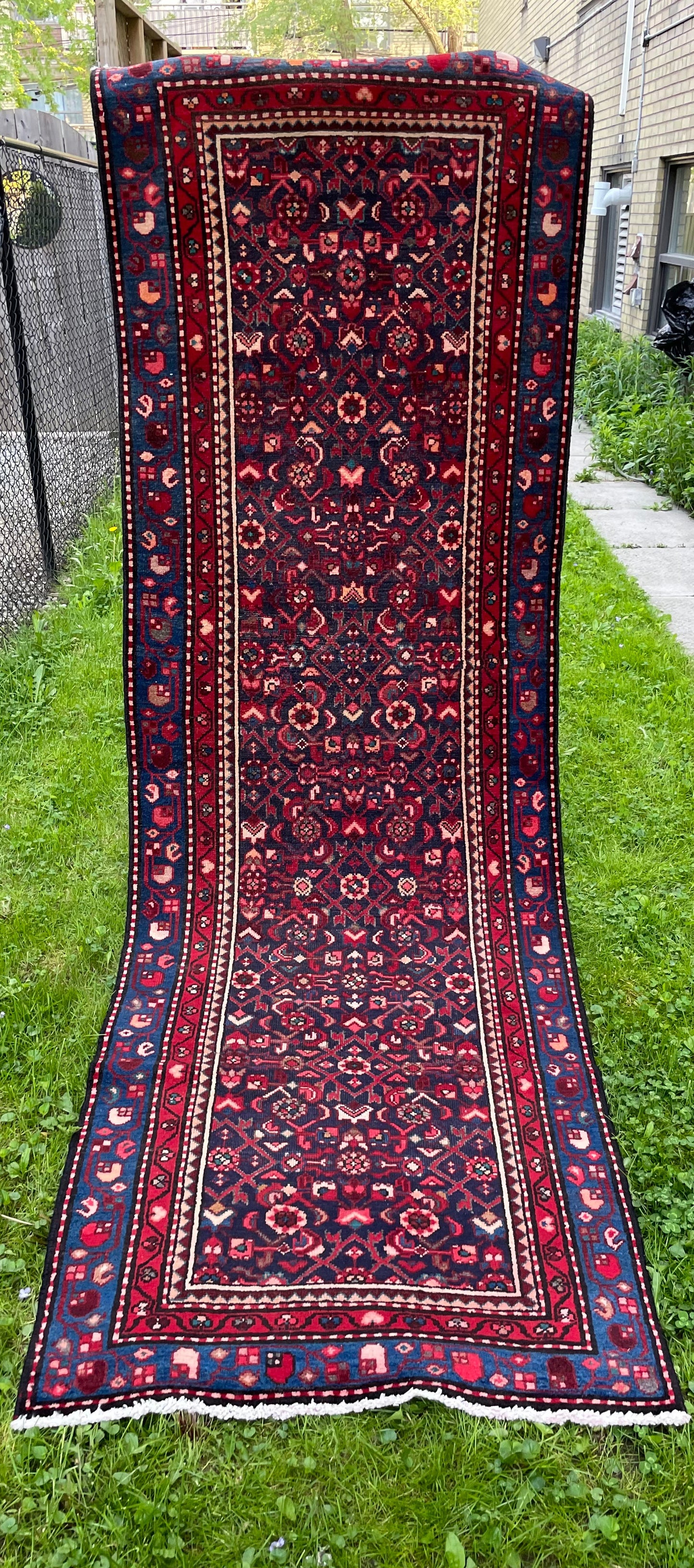 SHIRIN 3x9 Red Blue Persian Runner Rug